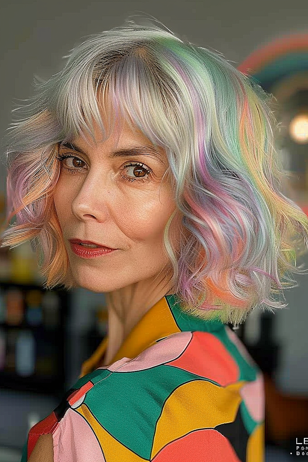 Dynamic bob with playful color splashes