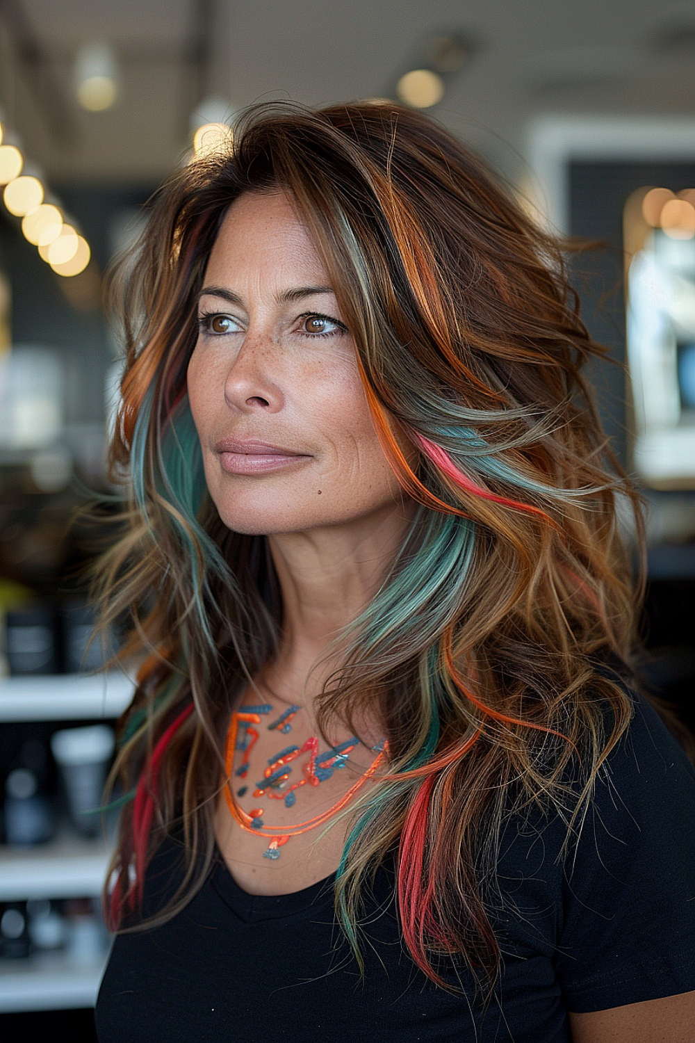 Dynamic shag with bold color streaks