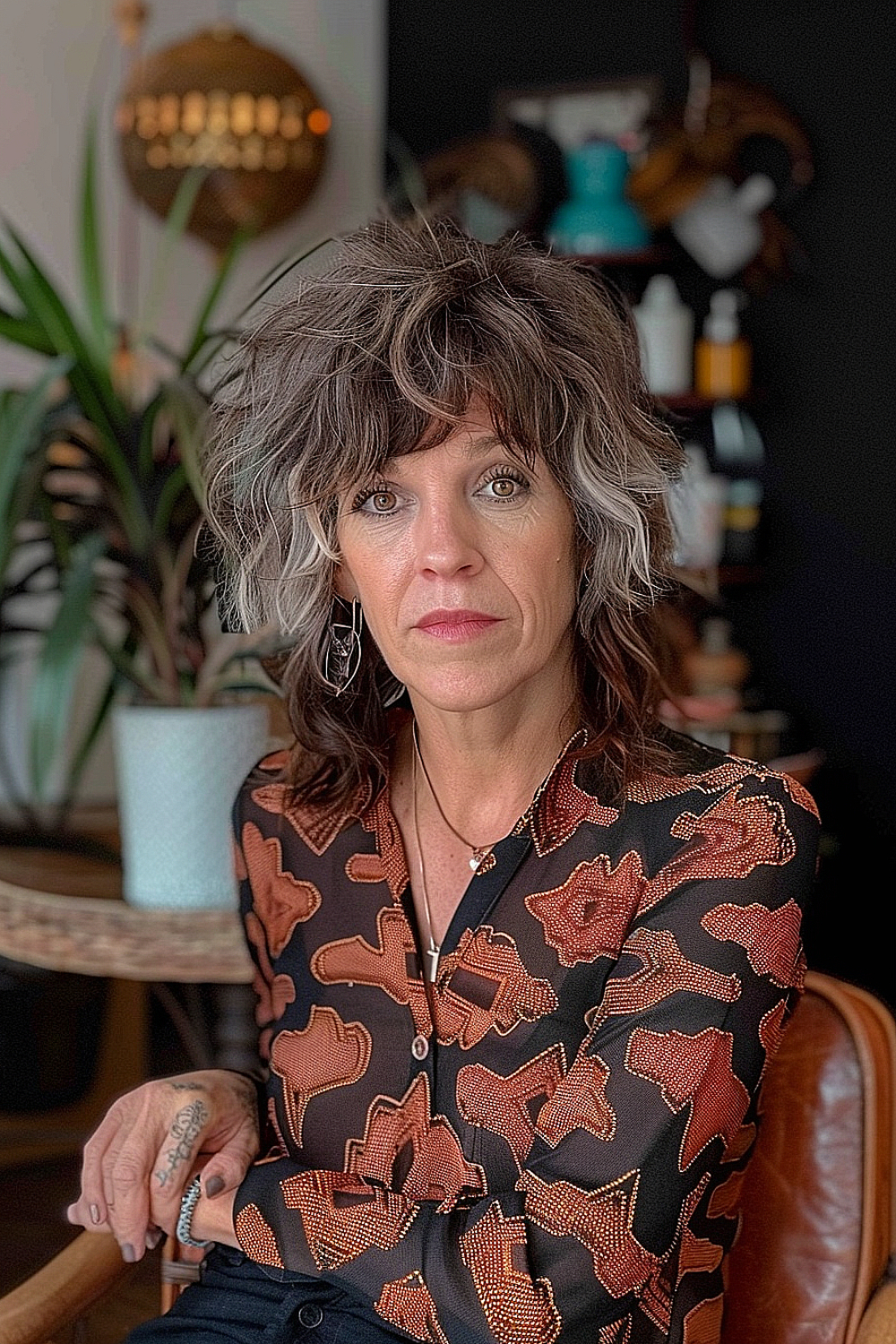 Dynamic shag haircut with volume and texture on a mature woman