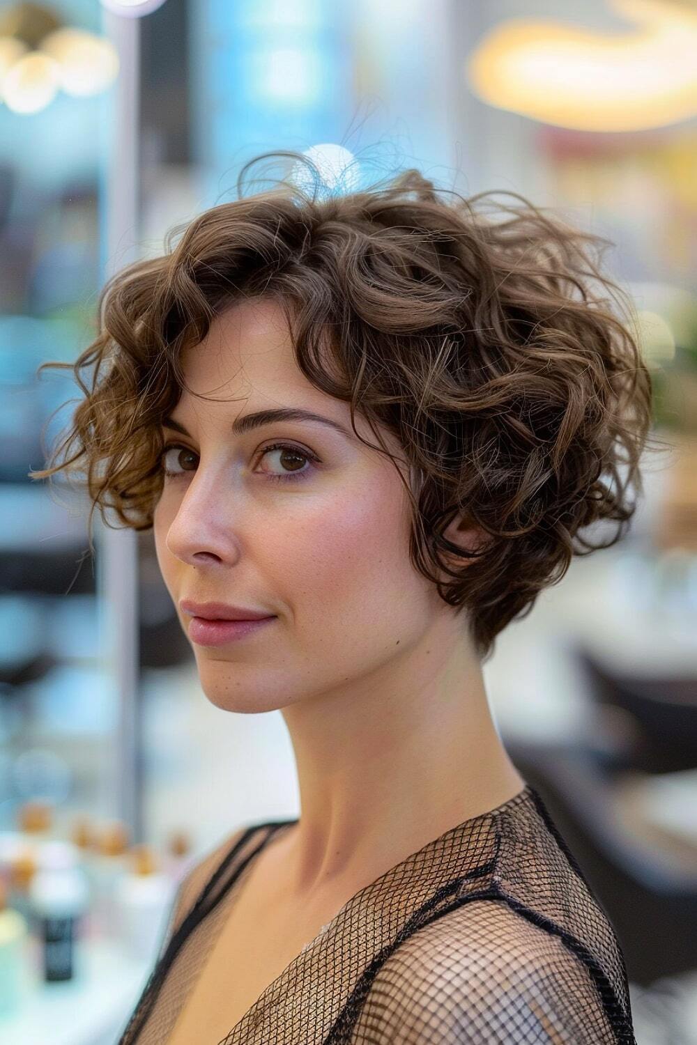 Ear-length bob for curly hair