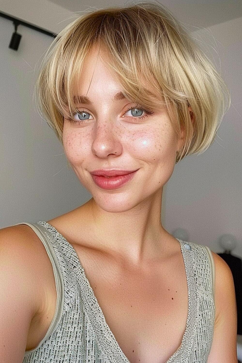 Ear-length bob with middle part