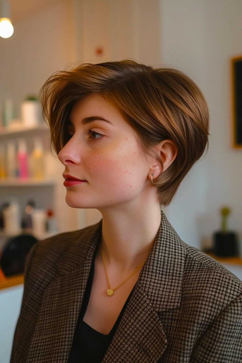 Ear-length bob for straight hair