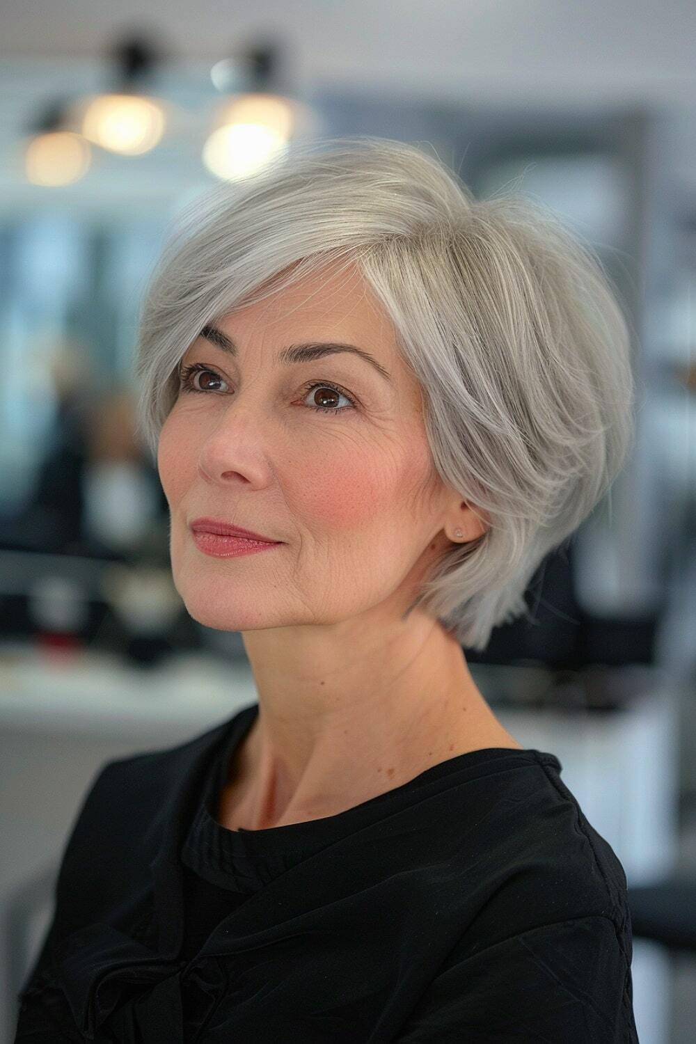 Ear-length grey bob