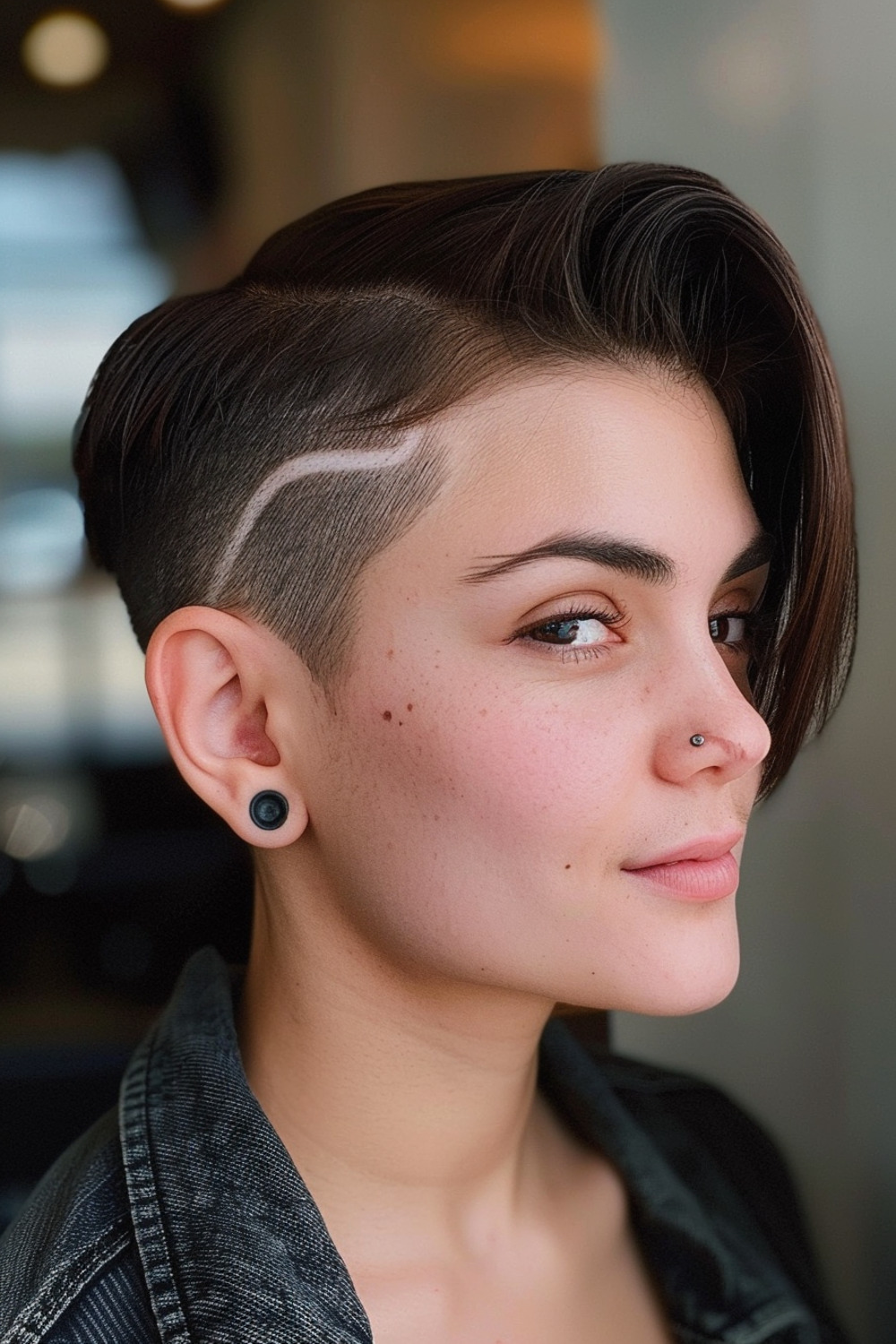 Edgy long pixie with shaved design