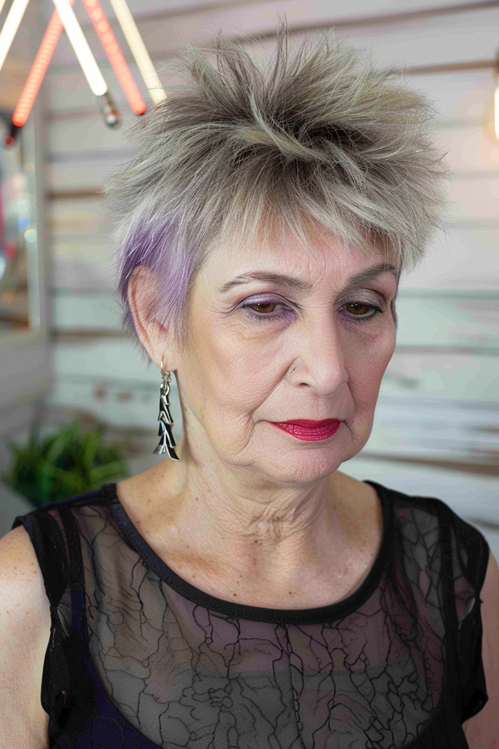 Edgy spiky pixie for women over 60