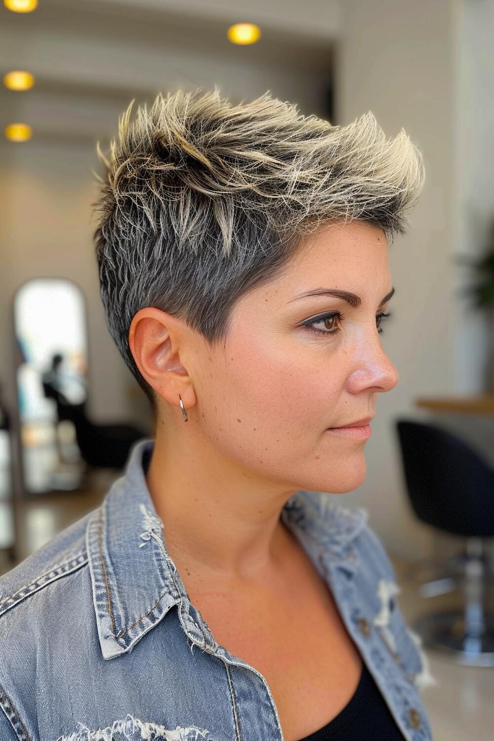 Edgy two-toned short spiky pixie haircut