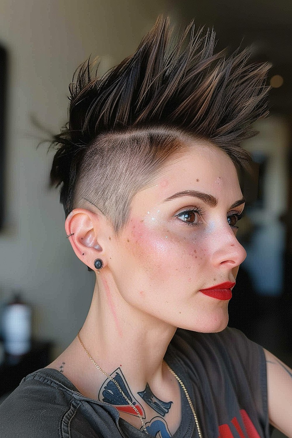 Edgy undercut with long spiked top and shaved sides