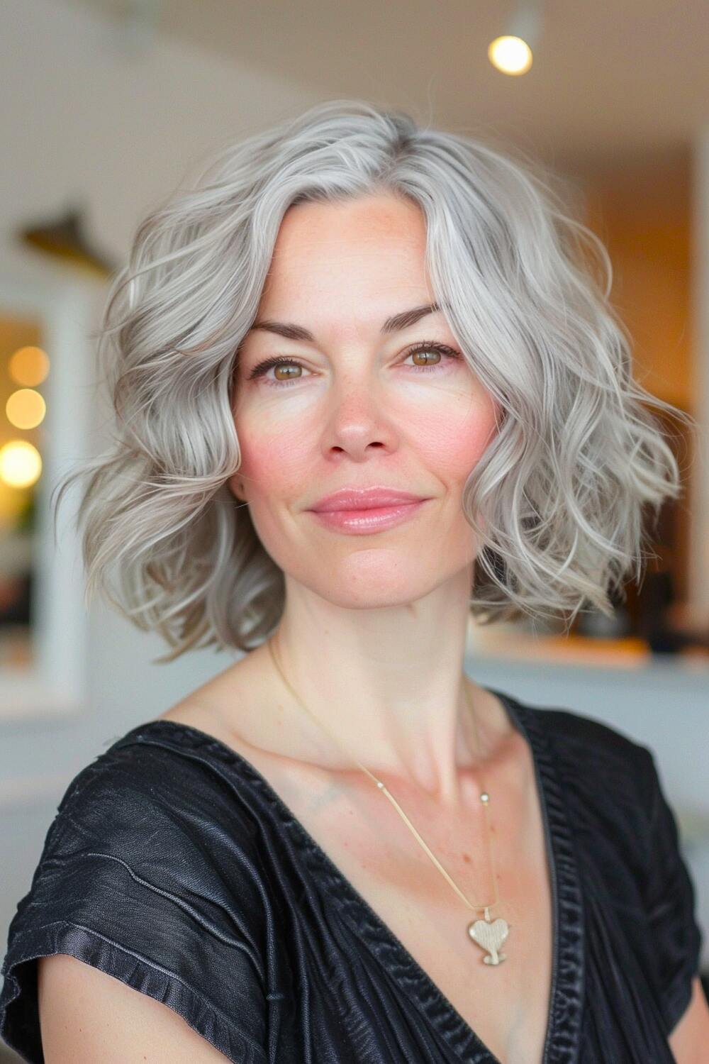 Elegant choppy bob for grey hair