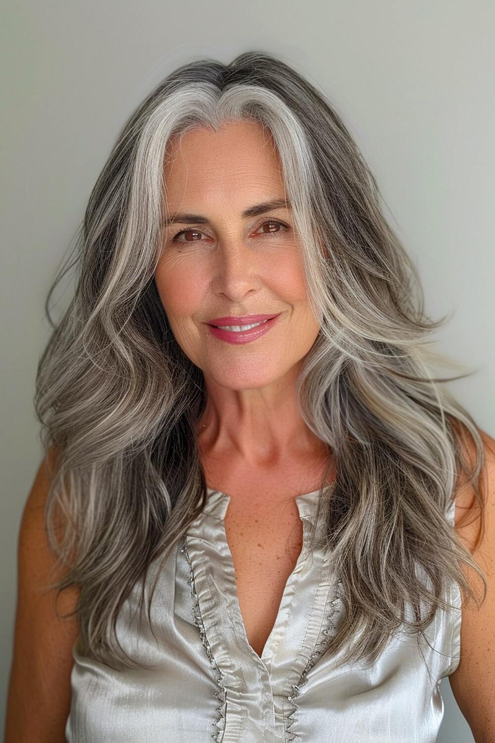 Elegant layered long haircut women over 50