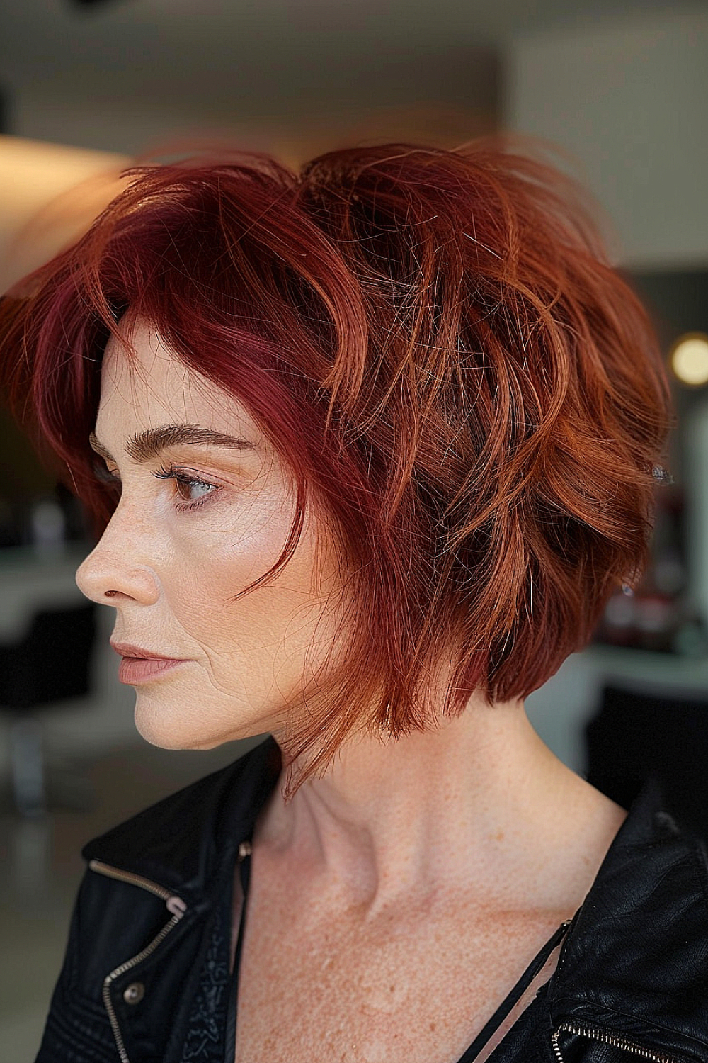 Energetic red bob with texture