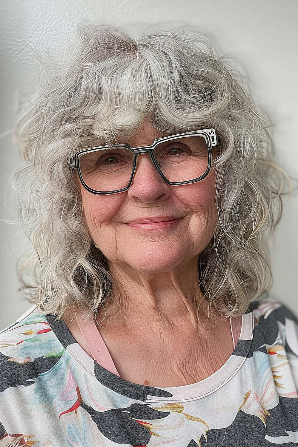 Feathered bangs with a soft perm