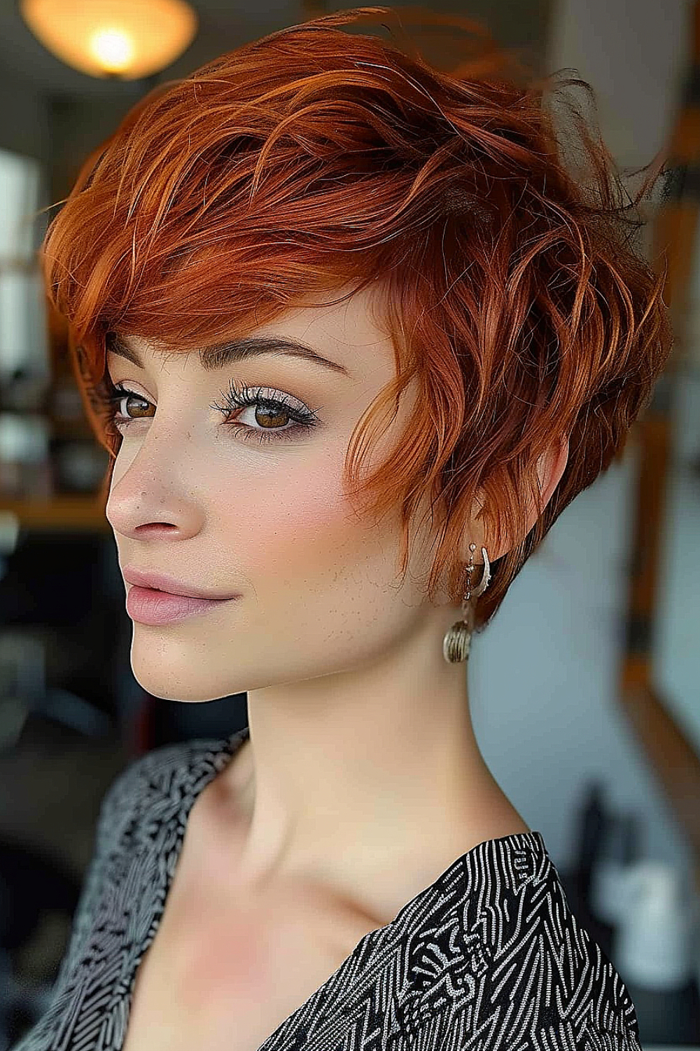 Fiery red lixie with textured waves