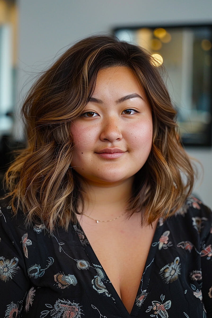 flattering-medium-length-haircut-for-round-faces