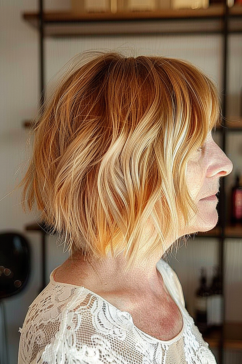 Golden ombre bob with texture