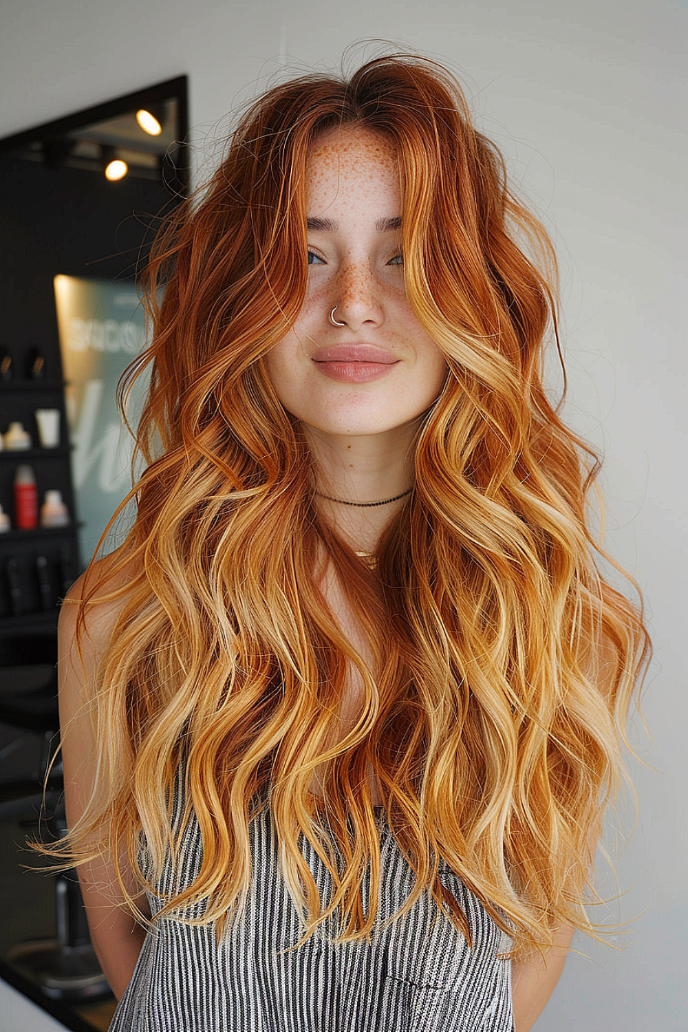 Golden ombre long shag with light texturing