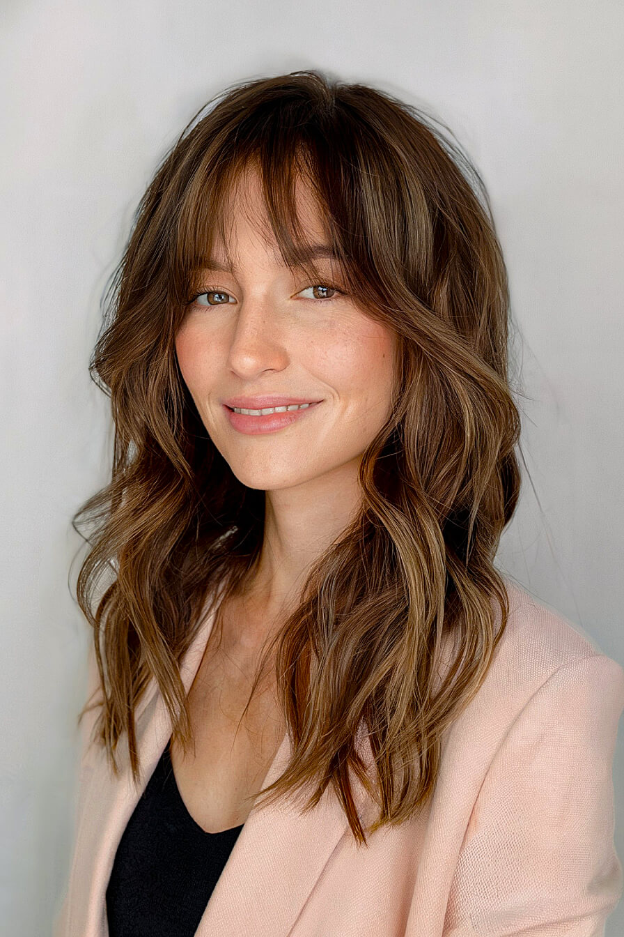 gorgeous dark brown hair with bangs