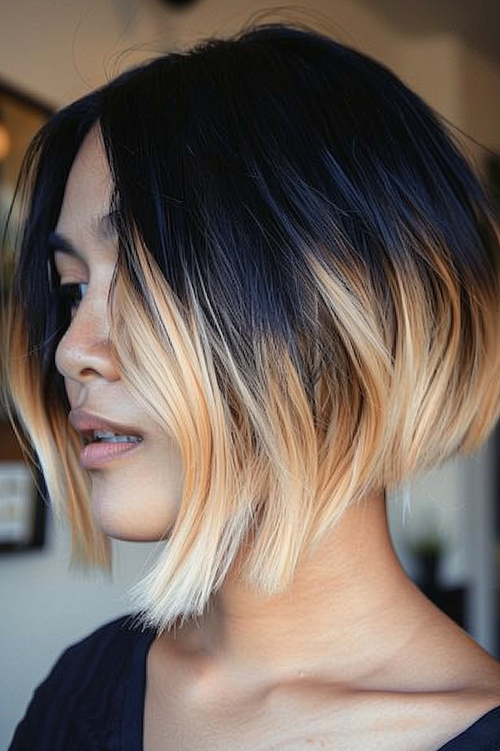 Inverted bob with blonde tips