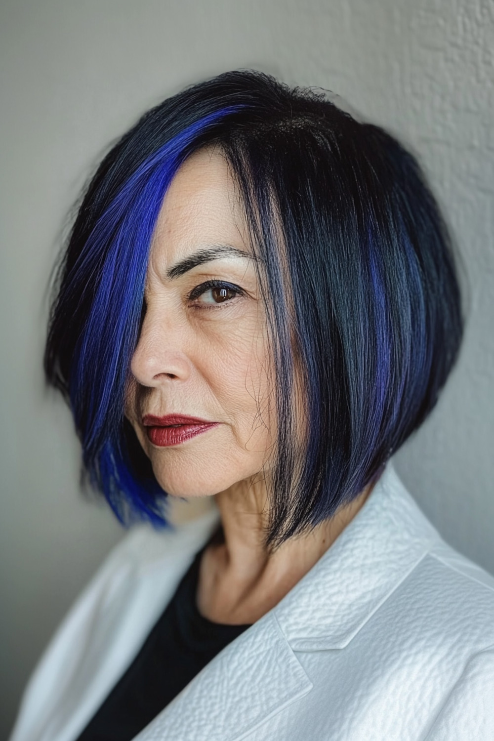 Inverted bob with bold streaks