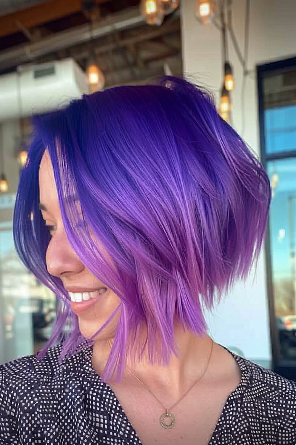 Inverted bob with lavender ombre