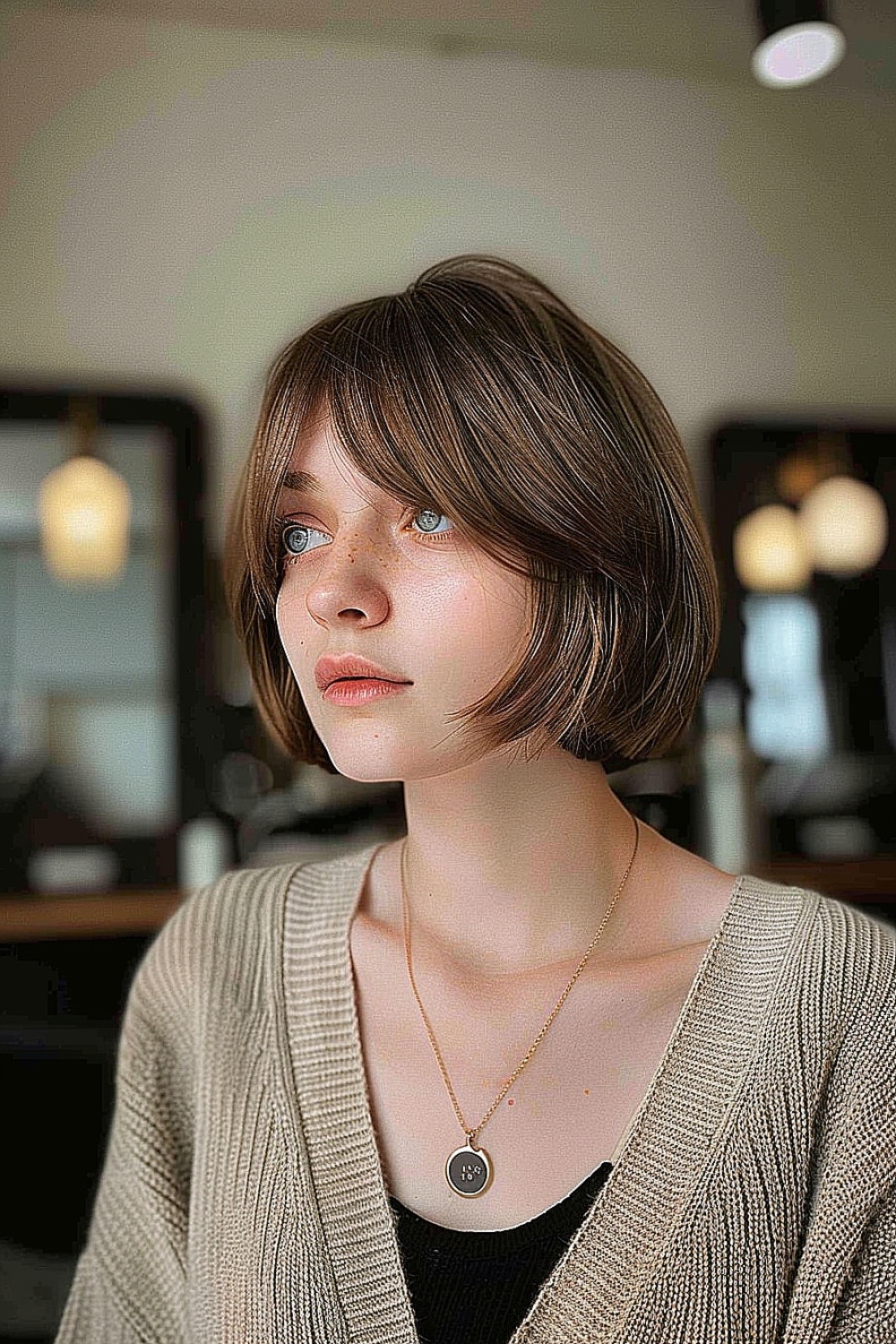 Soft layered bob with face-framing pieces for fine hair