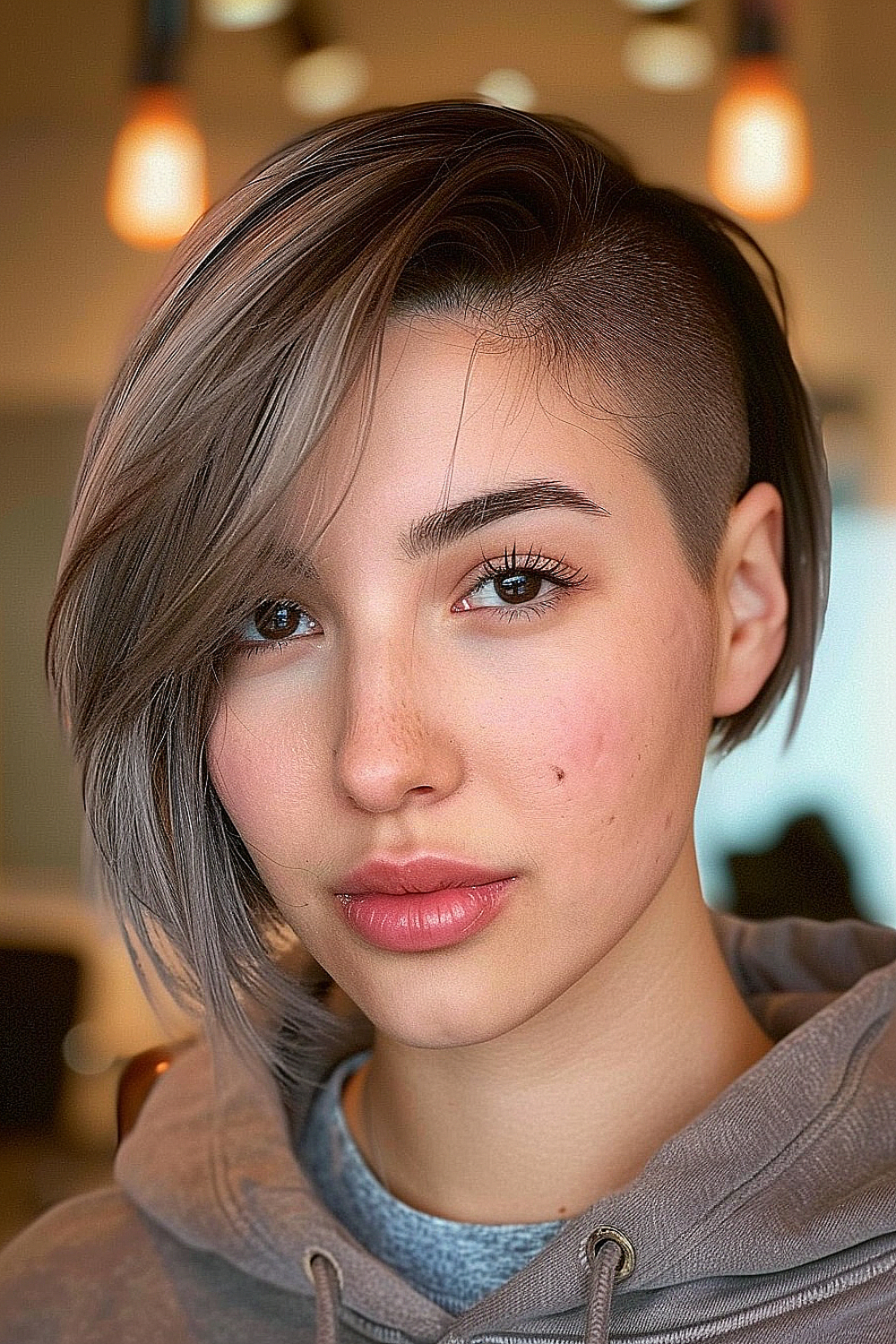 Woman with a layered bob and undercut