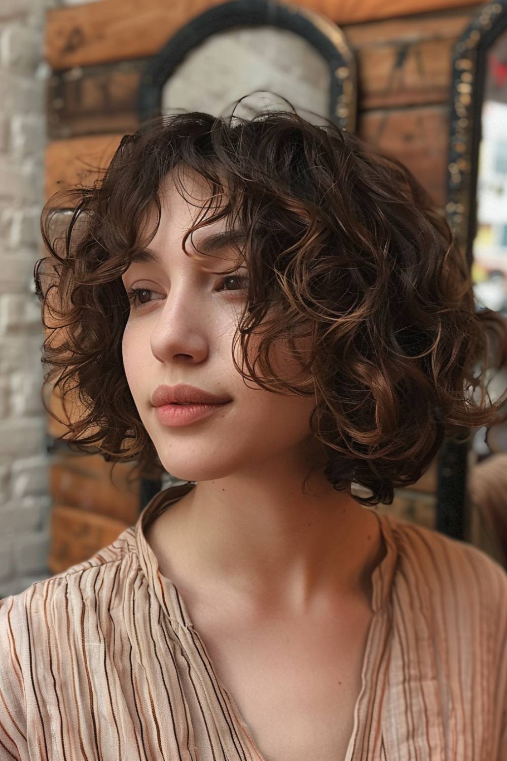 Layered curly Italian bob