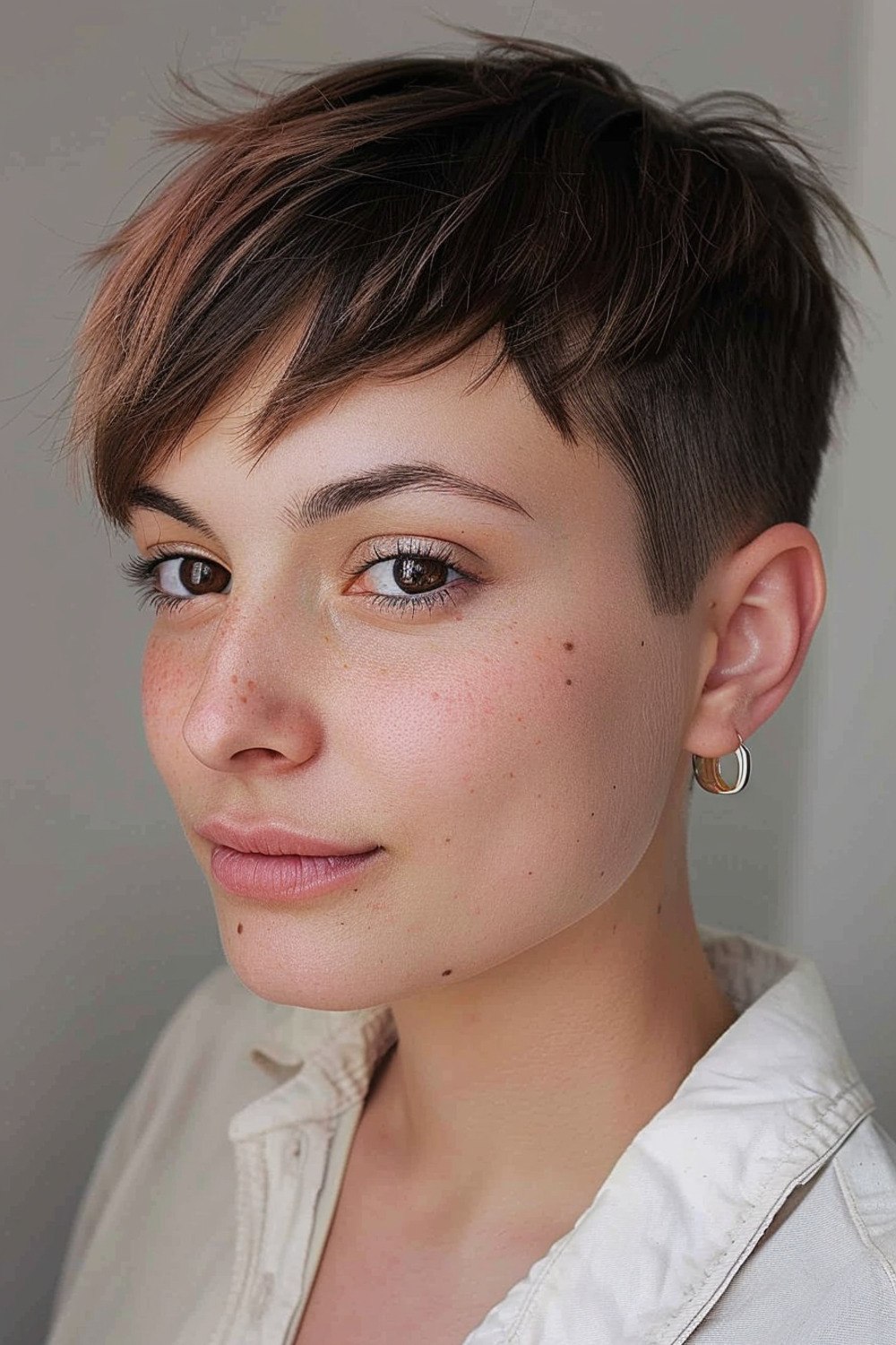 Layered pixie haircut with edgy undercut