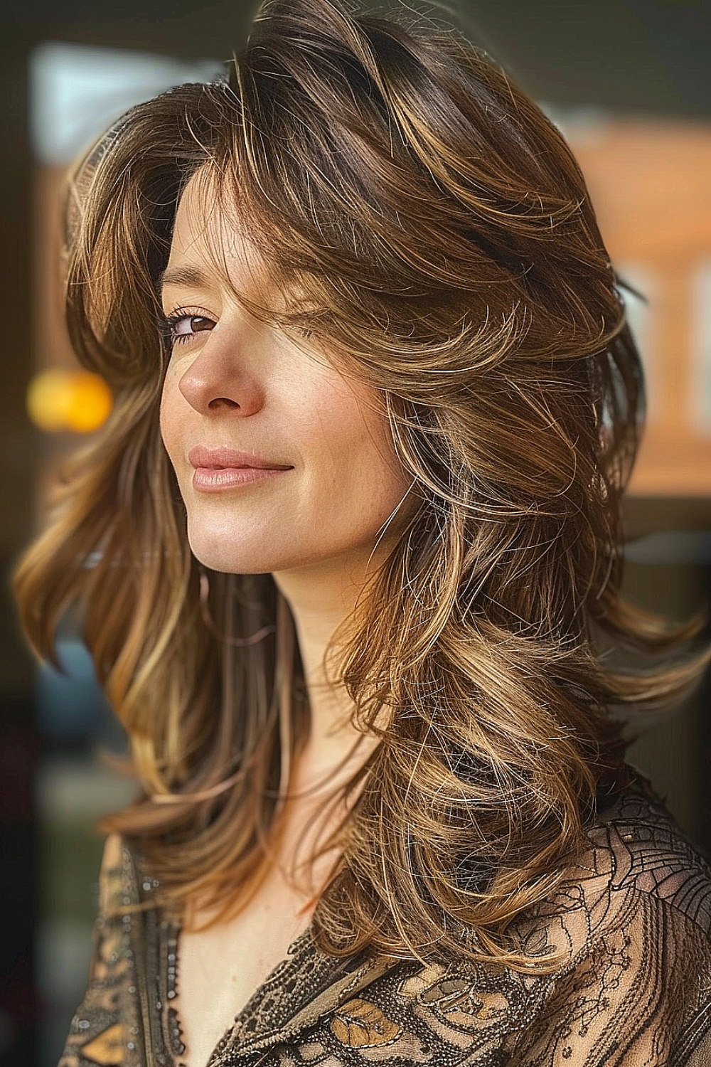 Layered shag with feathered ends