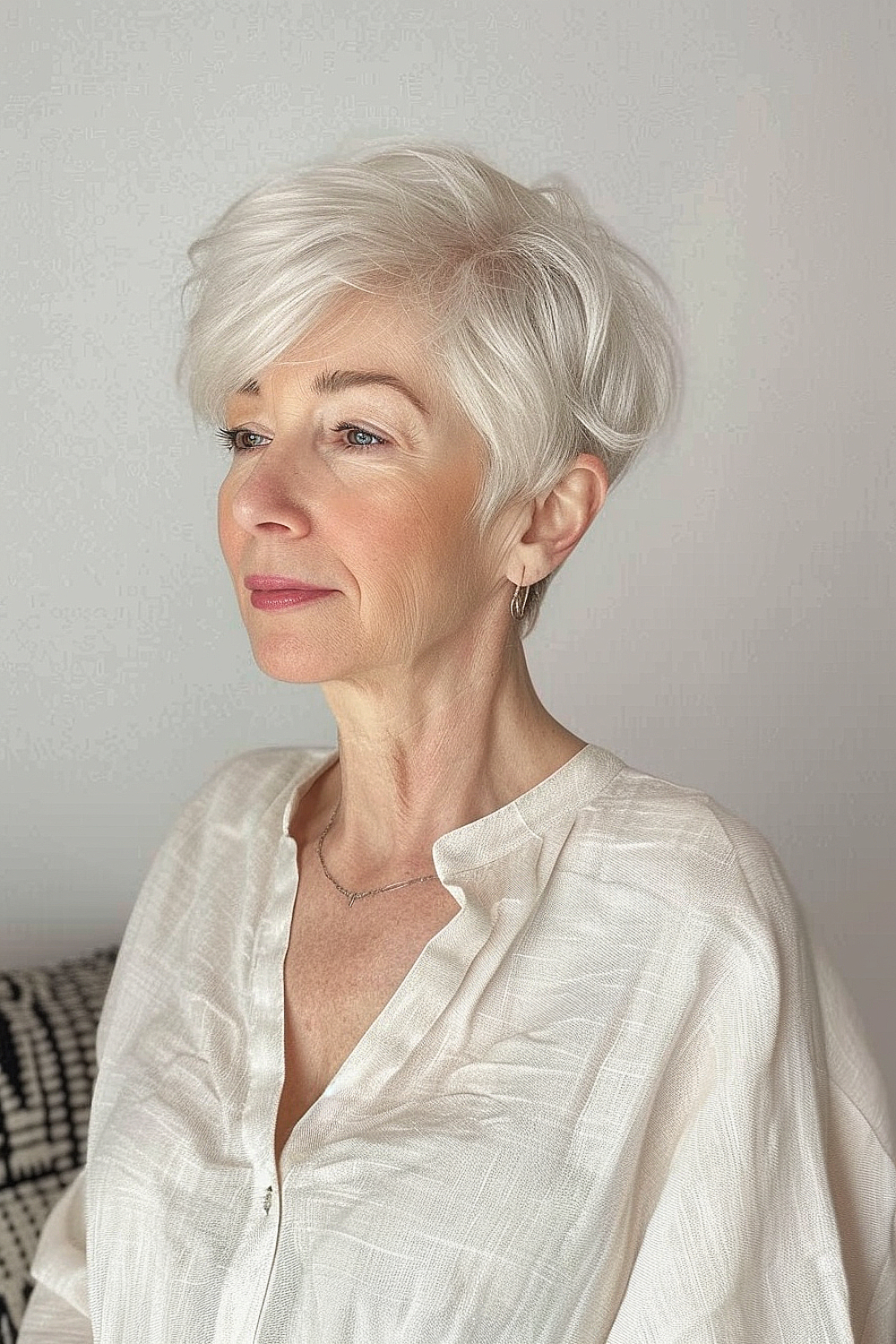 Layered silver pixie cut with textured layers