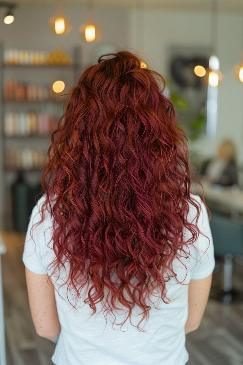 Wavy curly hair with color