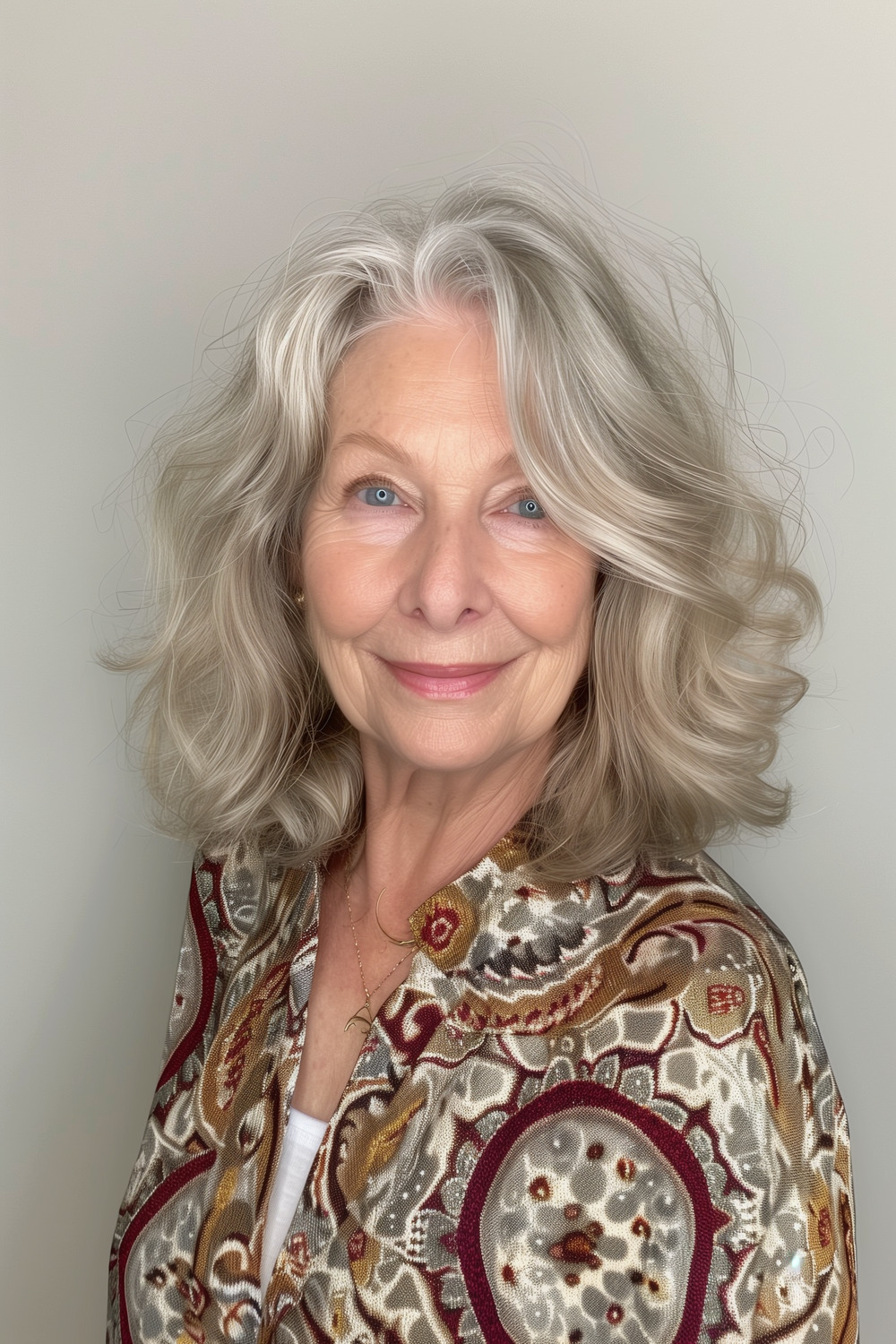 Long bob with face-framing layers for women over 70