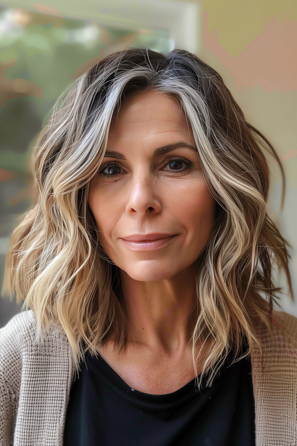 Long bob with tousled waves for women over 50