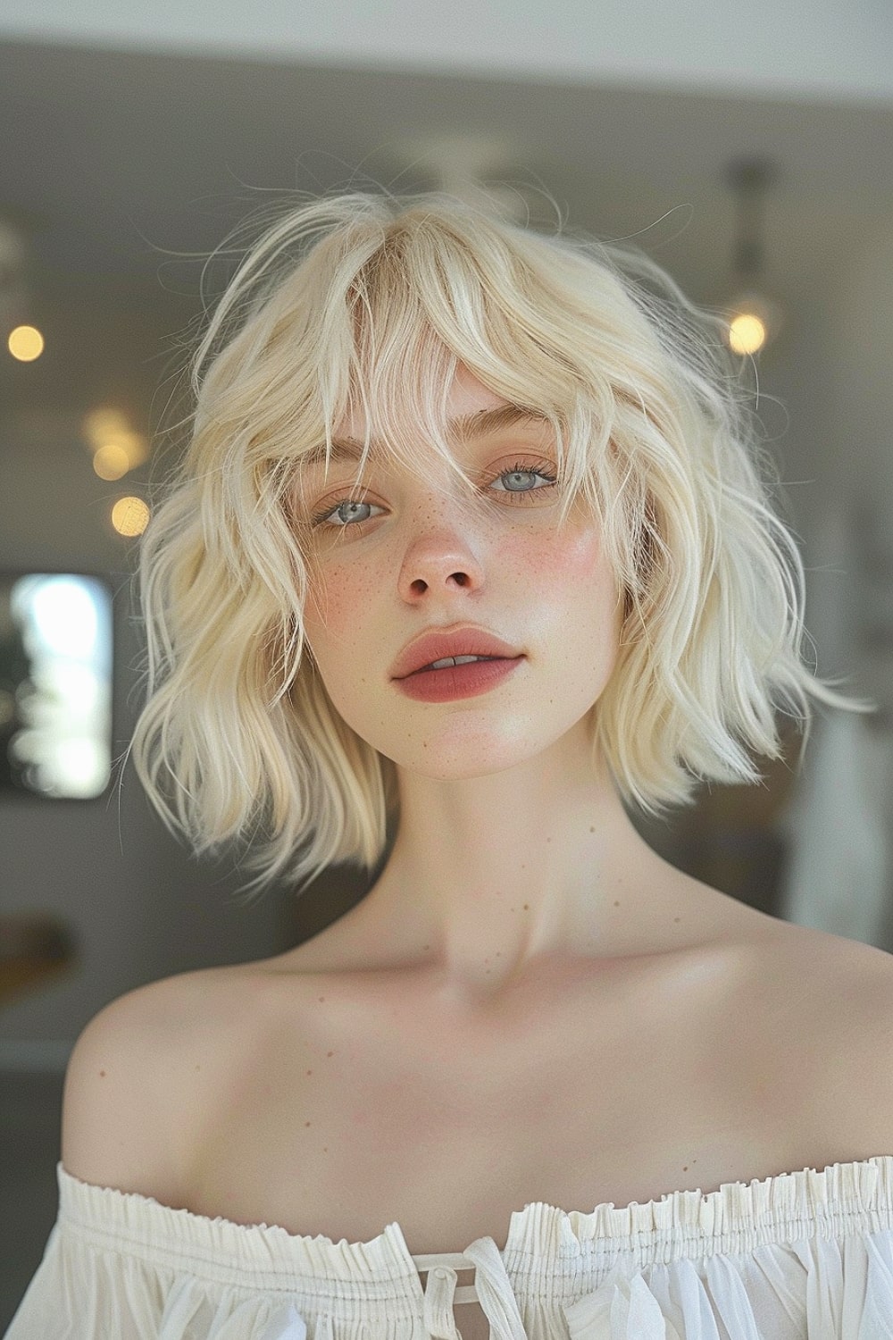 Blonde long french bob