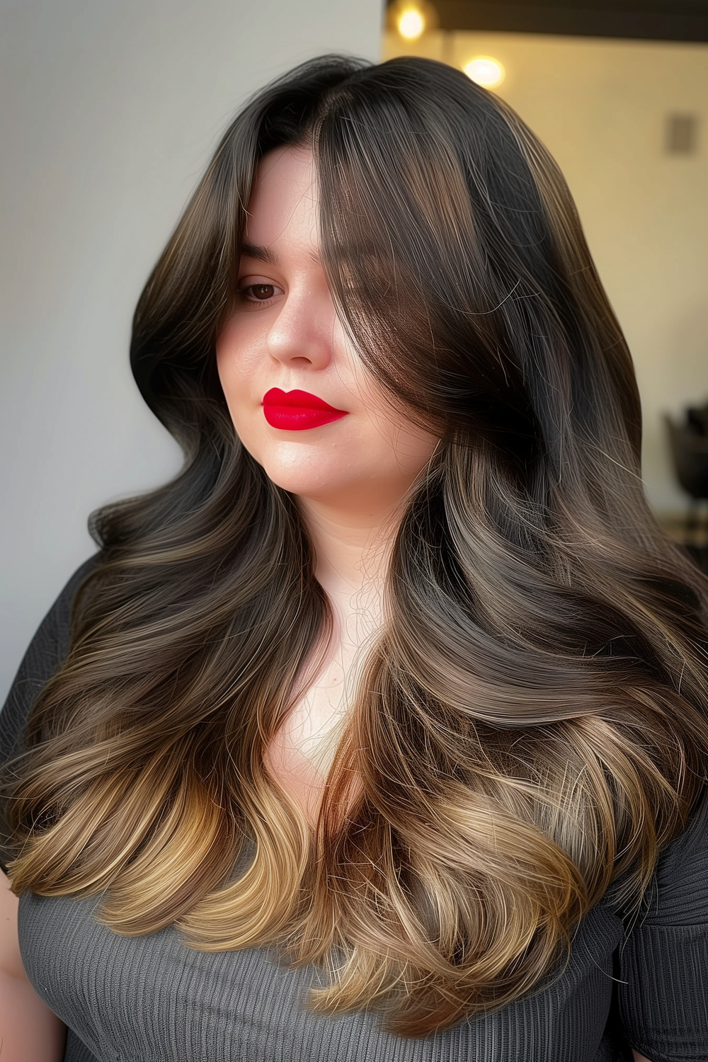 Long hair with balayage and volume