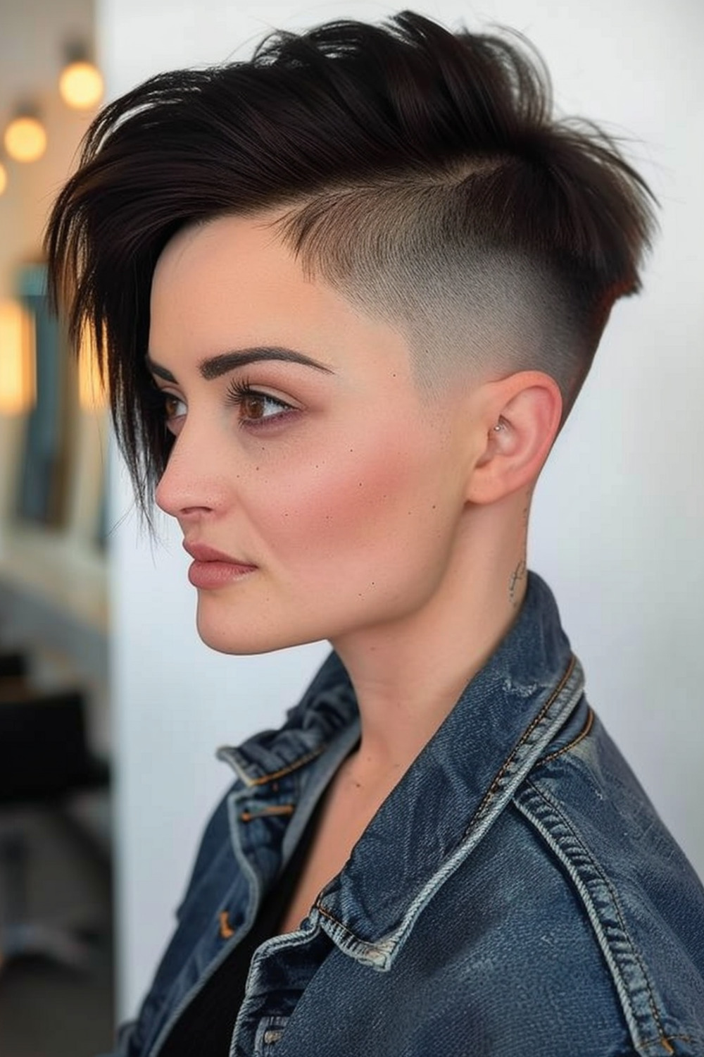 Long pixie with bold undercut