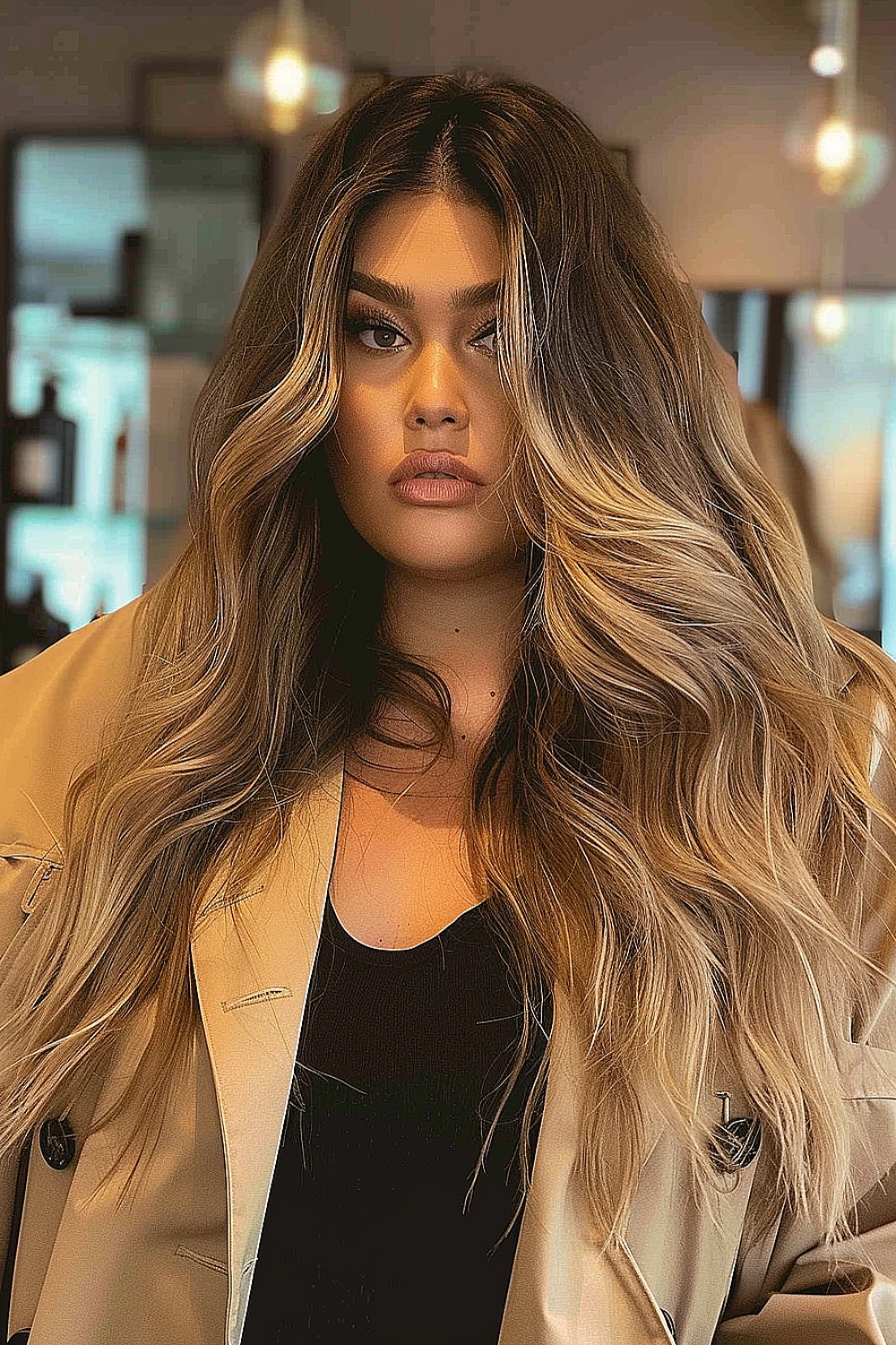 Long textured layers with soft waves and highlights