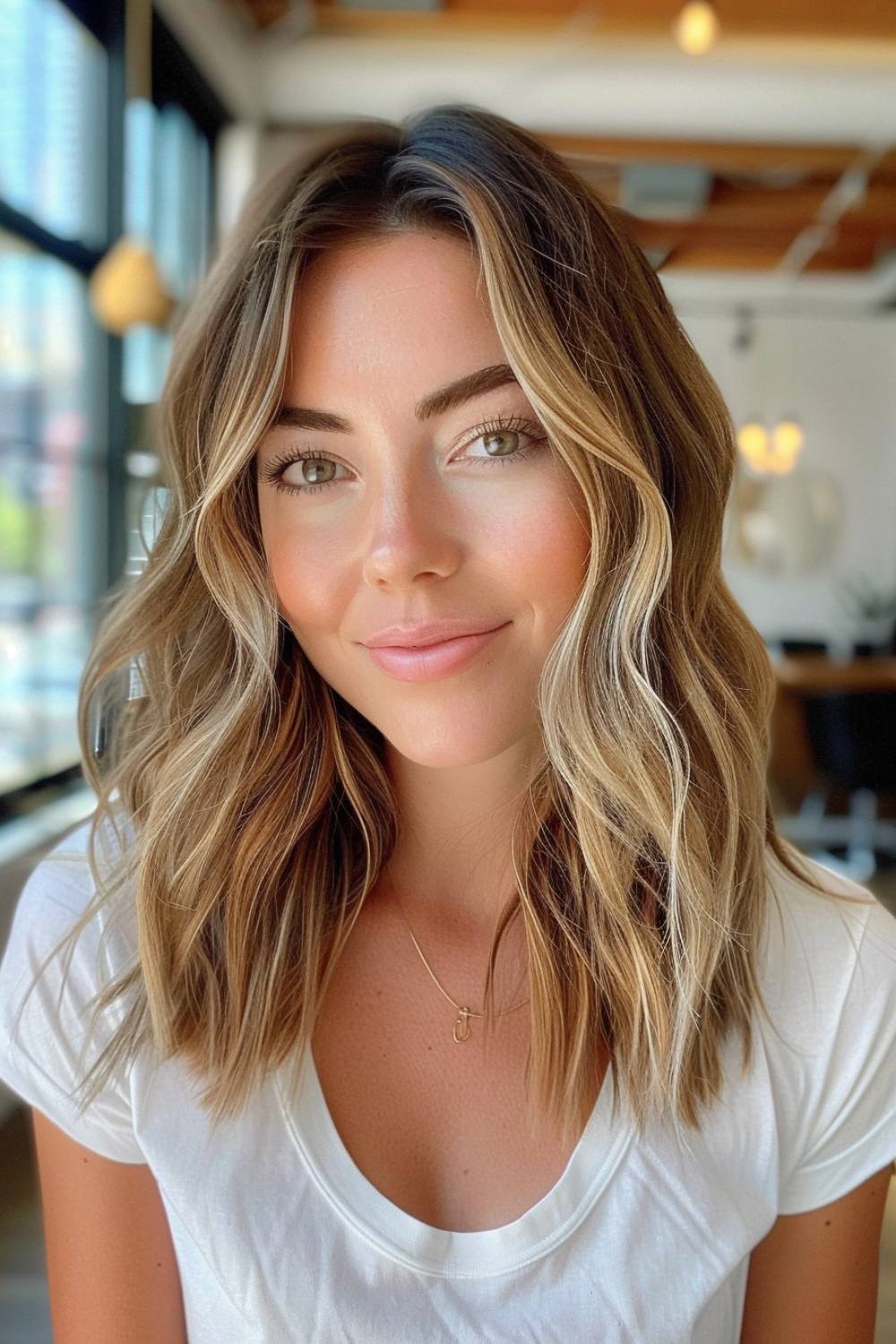 Loose beach waves with center part