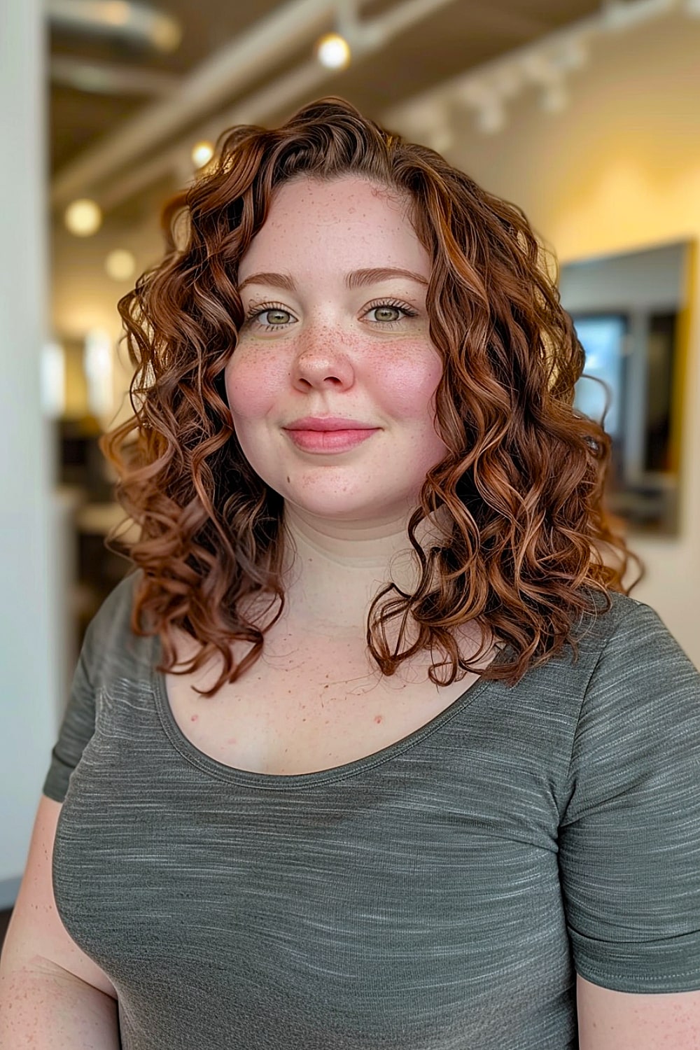 Medium curly hair for round faces