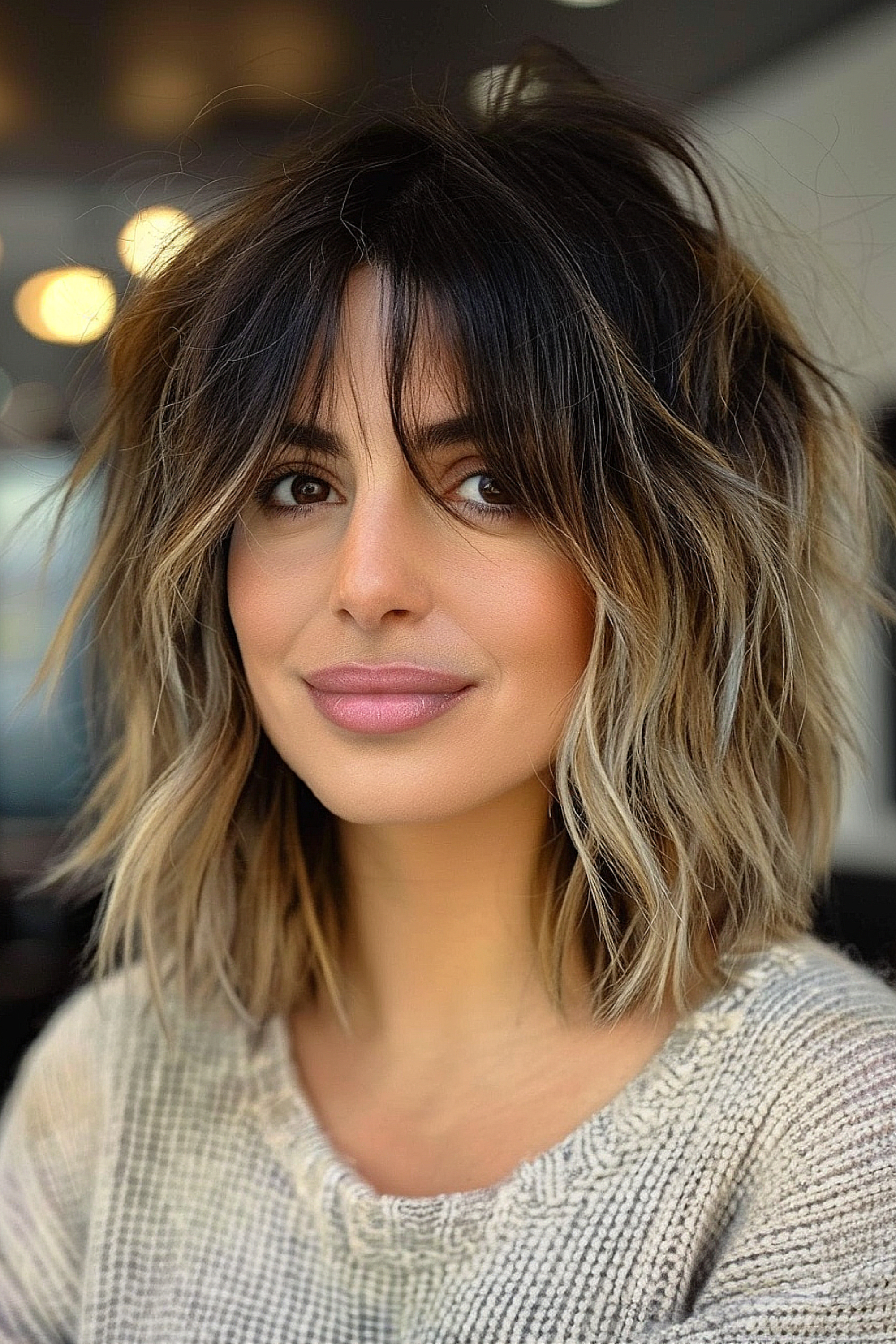 Medium shaggy bob with textured waves