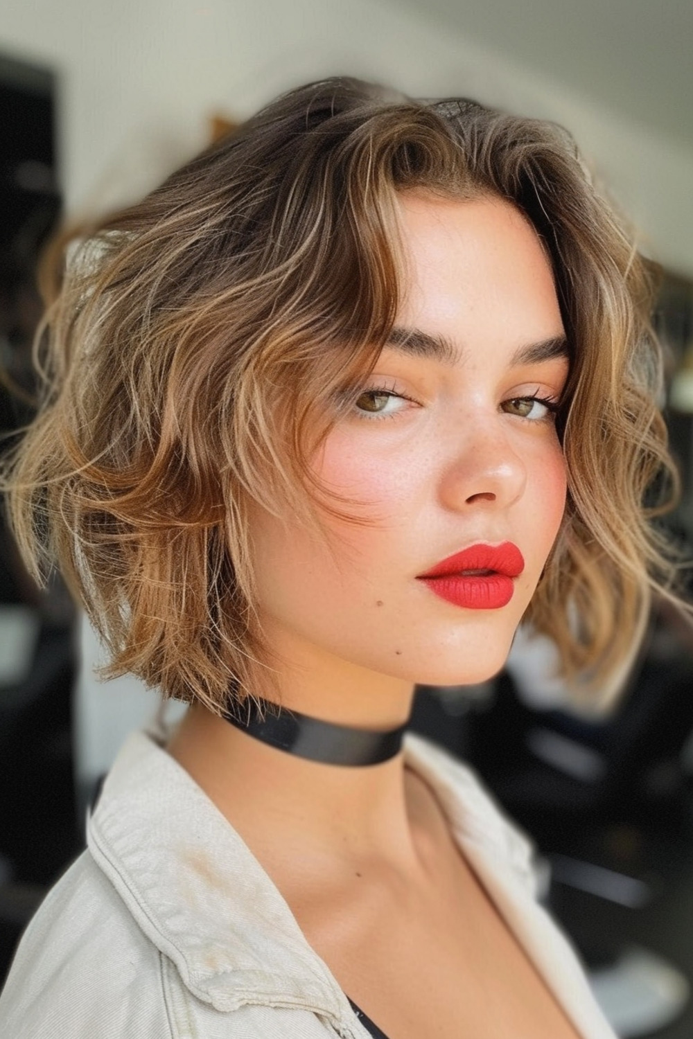 Messy bob with loose waves