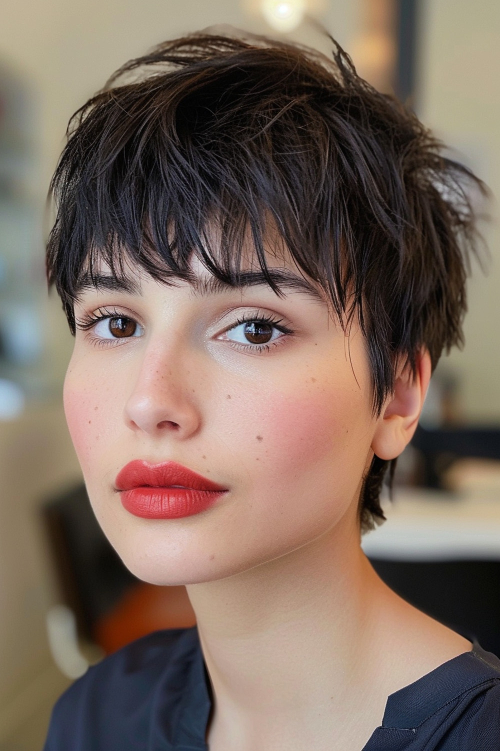 Messy pixie with textured bangs