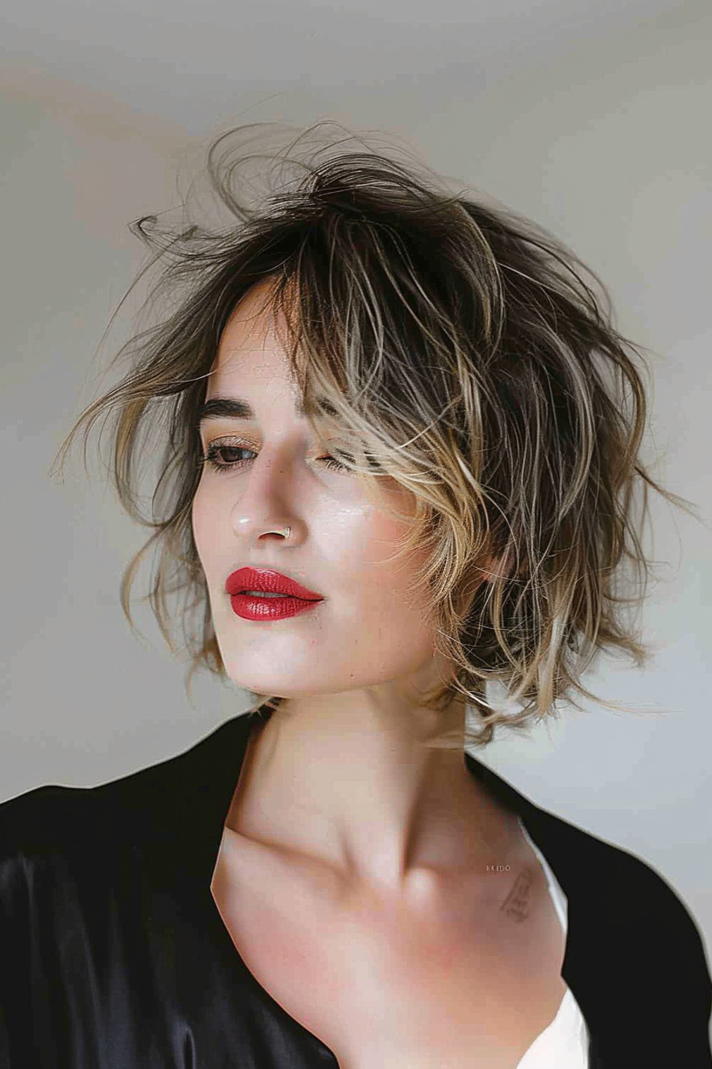 Messy short hair with soft layers