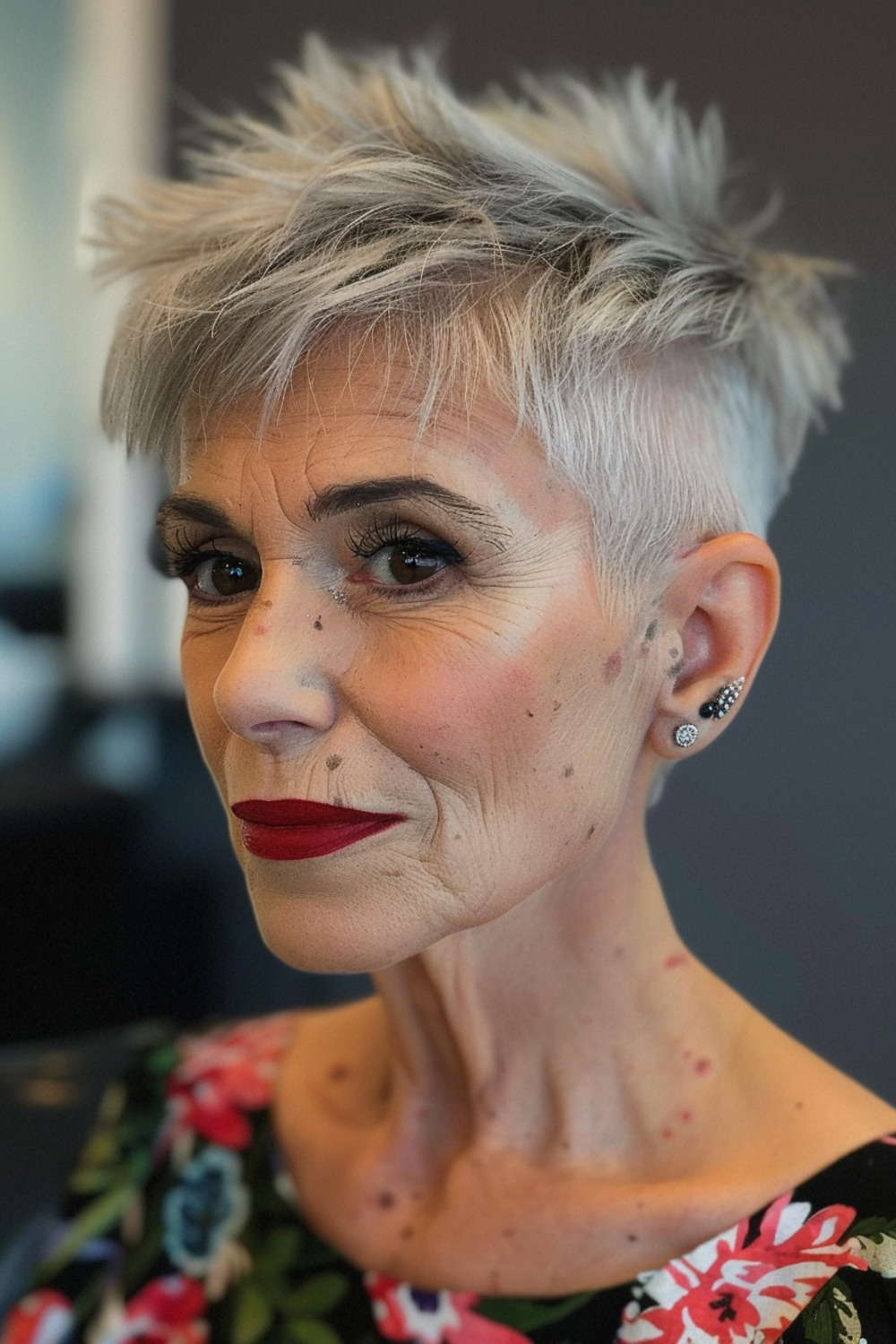 Messy undercut pixie for women over 60