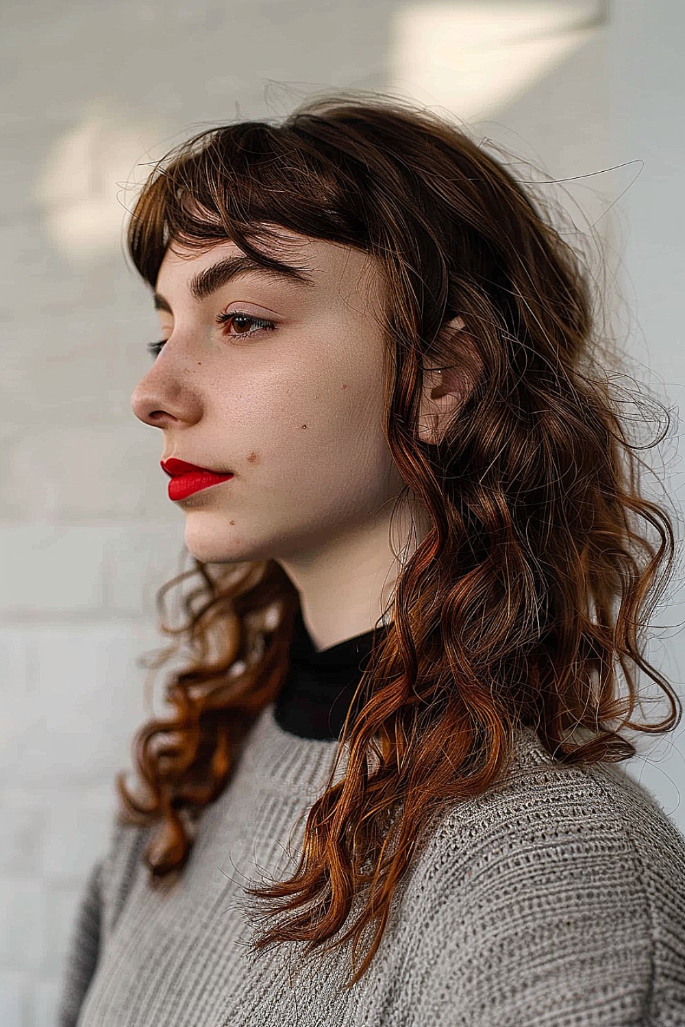 Modern mullet with soft waves and a relaxed silhouette