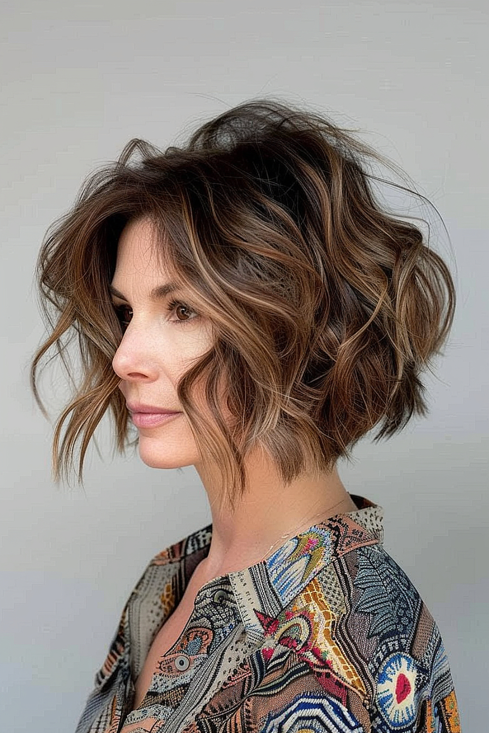 Multi-dimensional layered bob with varied lengths