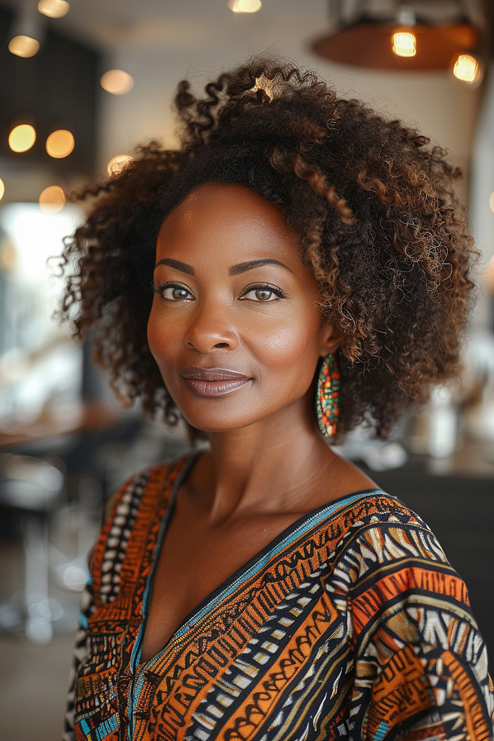 Natural curly hair embraced with confidence