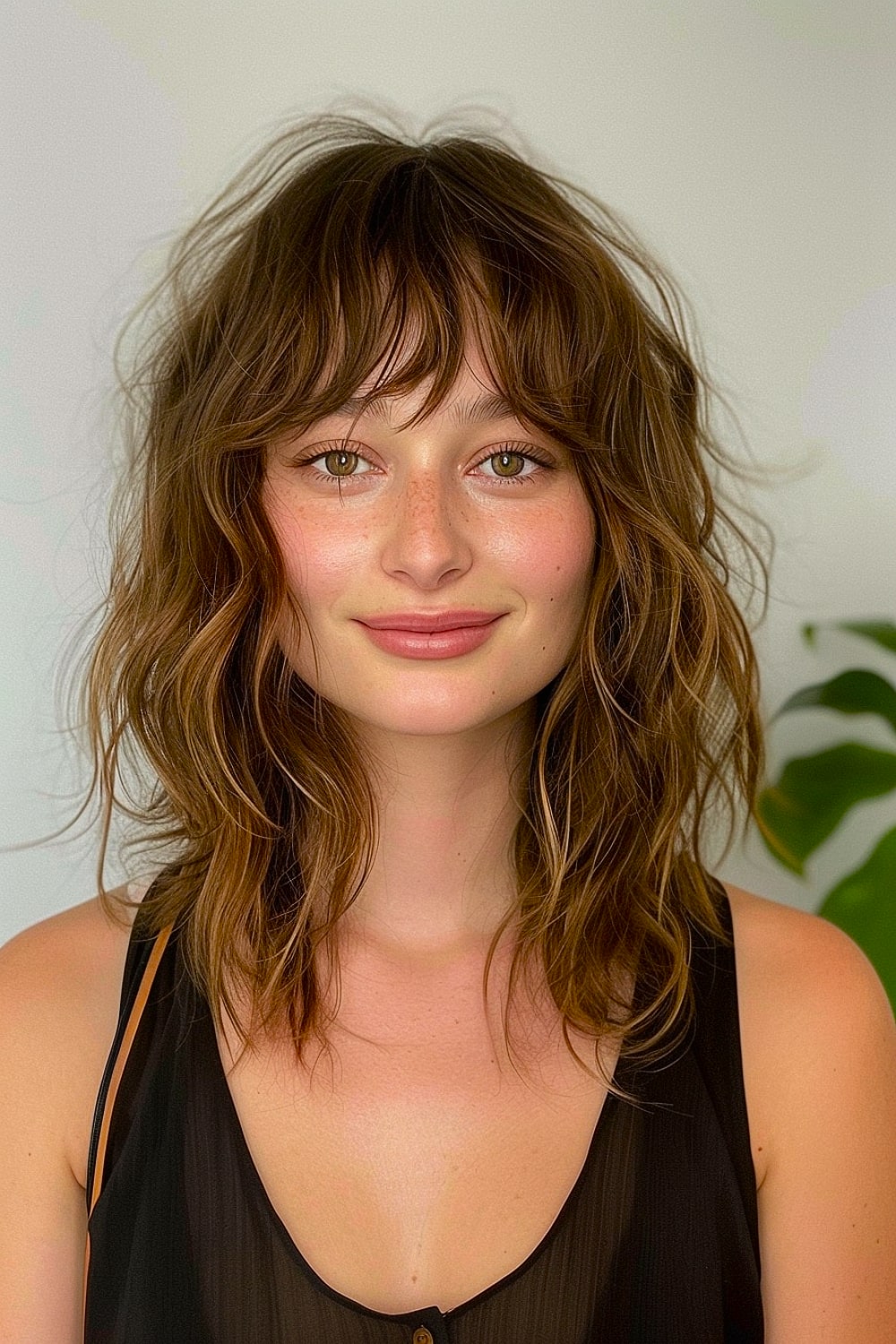 Unstyled natural wolf cut look