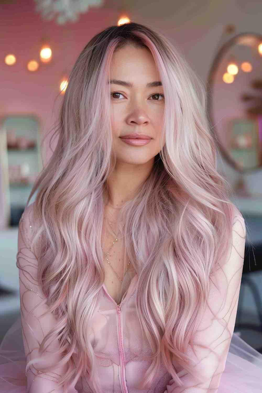 Pastel pink ombre on luxurious lengths