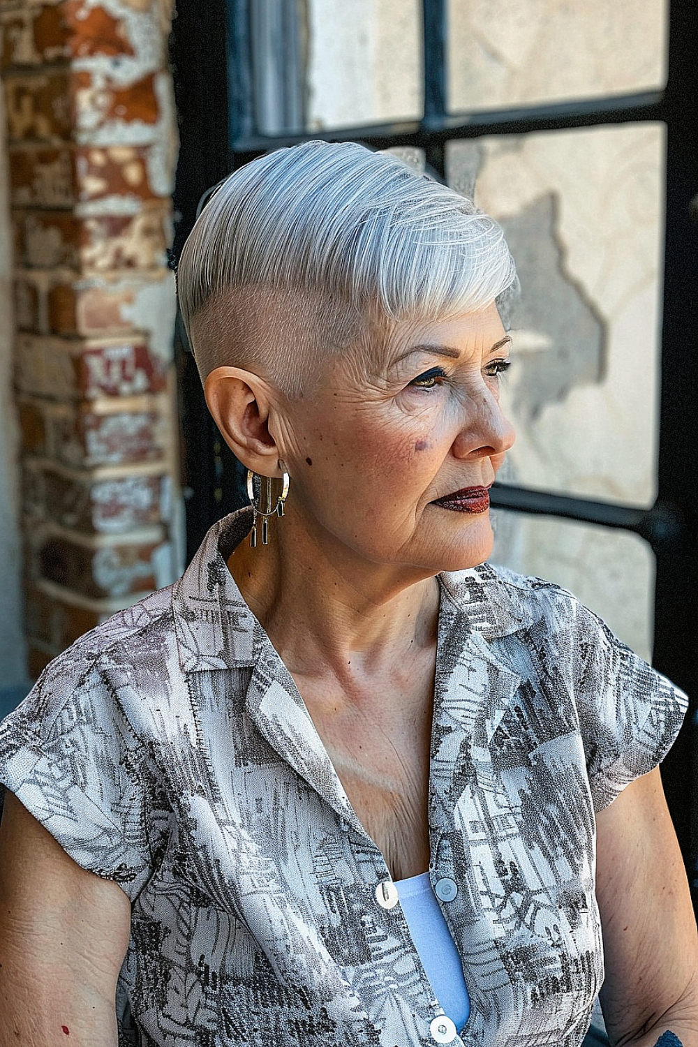 Woman with a pixie cut and soft undercut