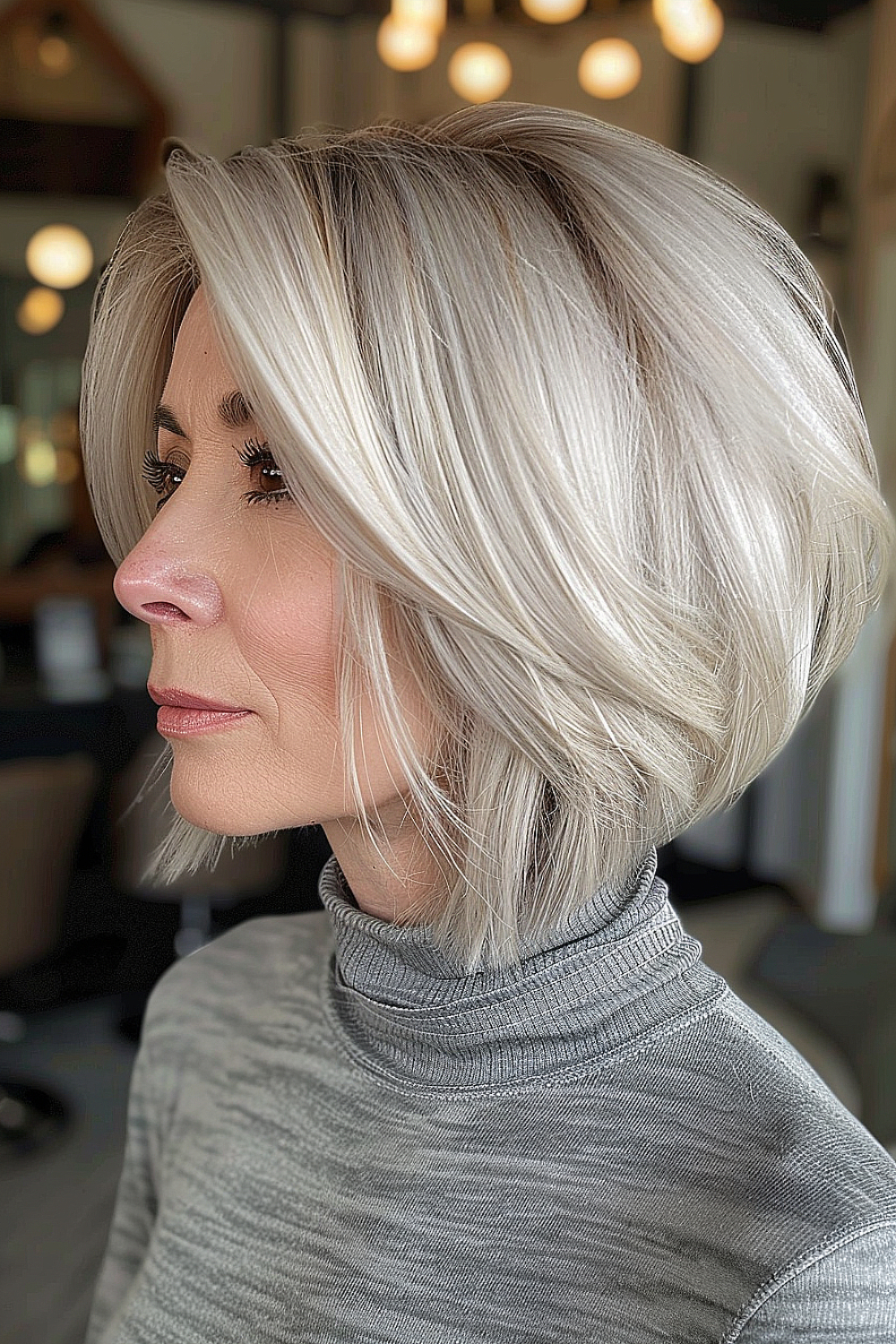 Platinum blonde layered bob